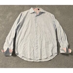 Robert Graham SZ L Shirt & Contrast Cuff Button‎ Down Dress Shirt